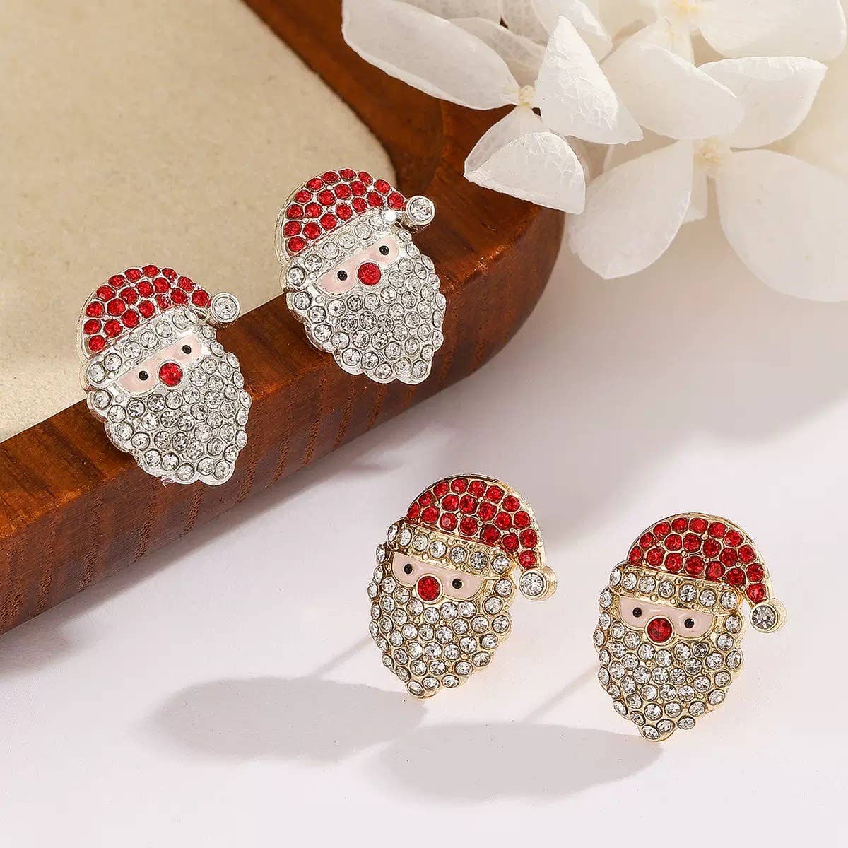 Cute Santa Stud Earrings for Women- Lightweight Jewel Studs