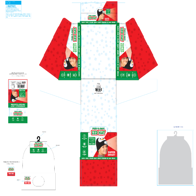 Christmas LED Rechargable Light Beanie Assortment- 6/Display