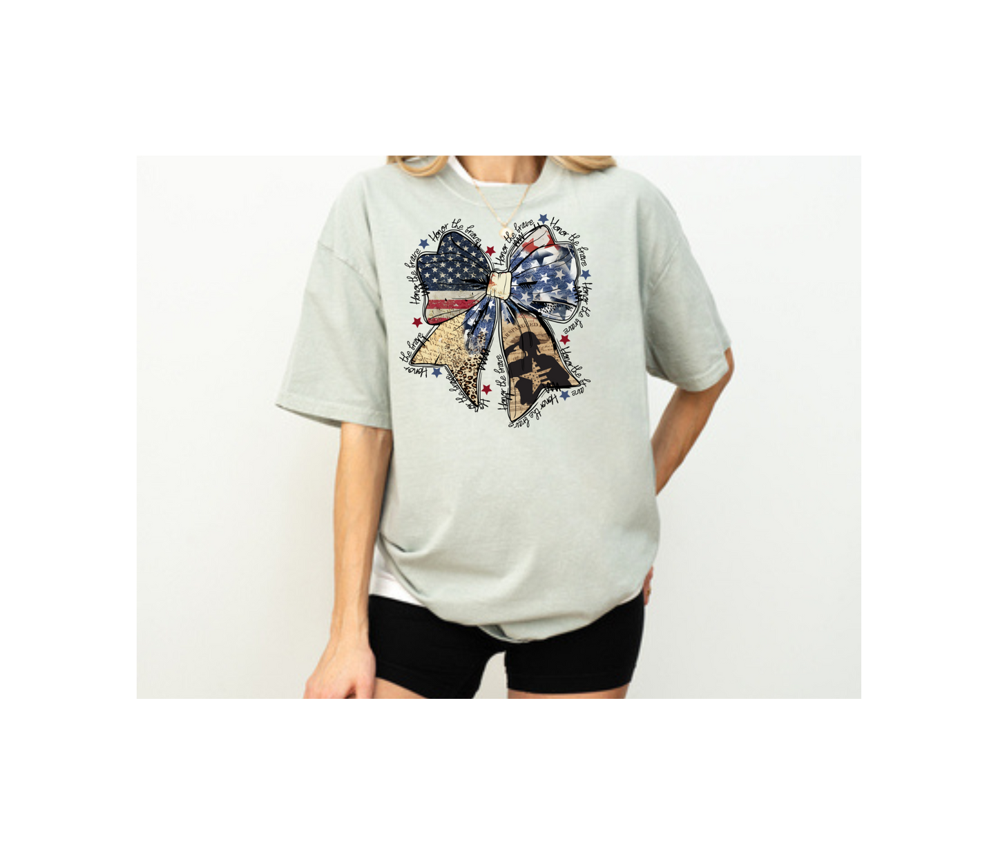 Women's Patriotic Bow Comfort Colors T-Shirt