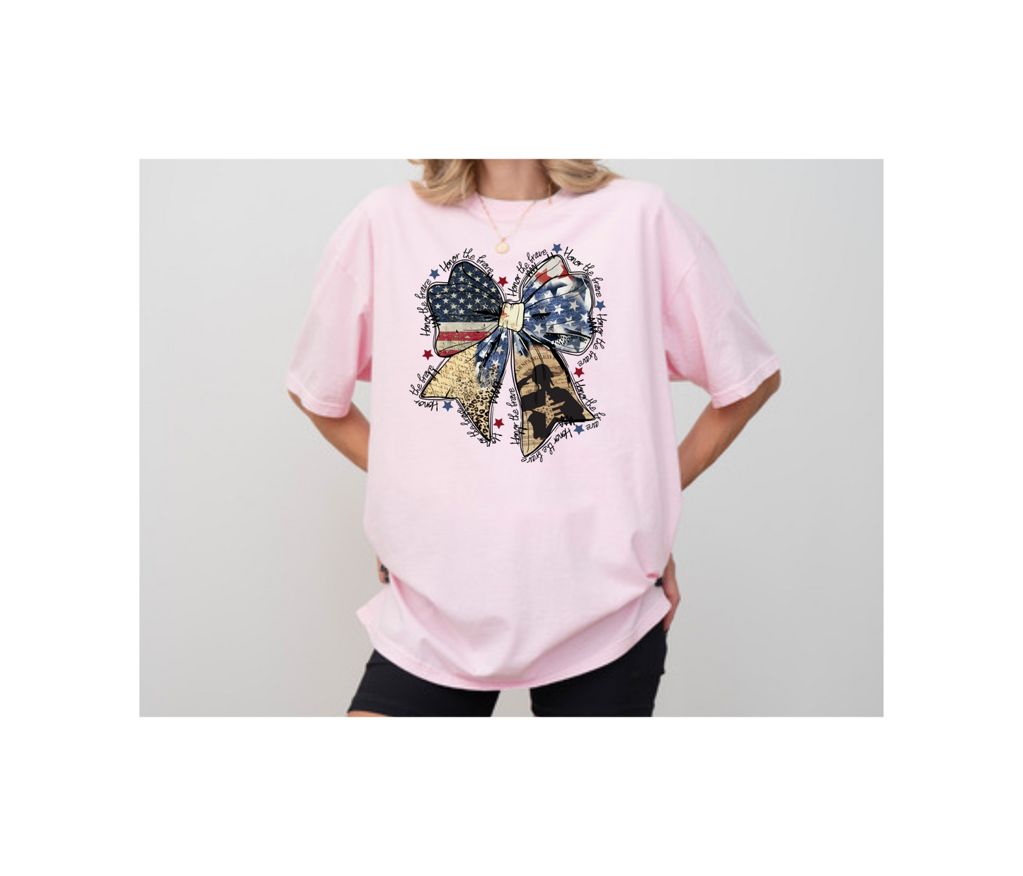 Women's Patriotic Bow Comfort Colors T-Shirt