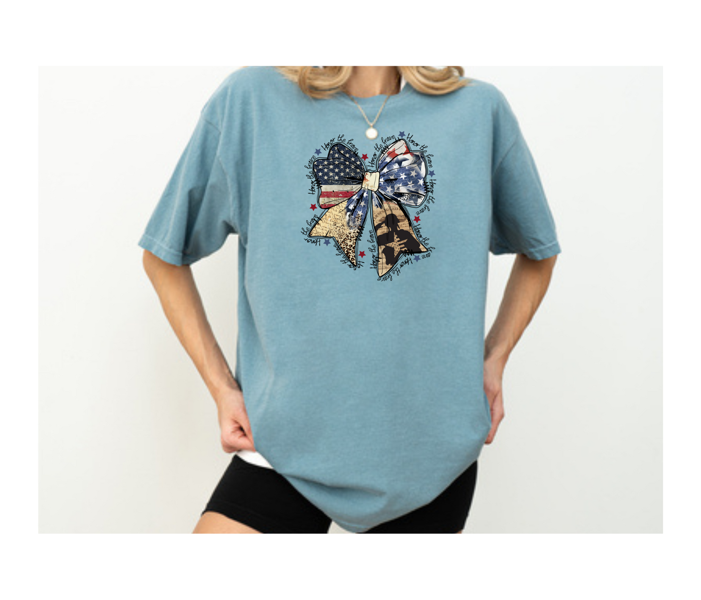 Women's Patriotic Bow Comfort Colors T-Shirt