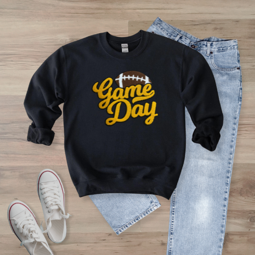 Gold Game Day Football Patch Tee Gold Game Day Football Patch Tee