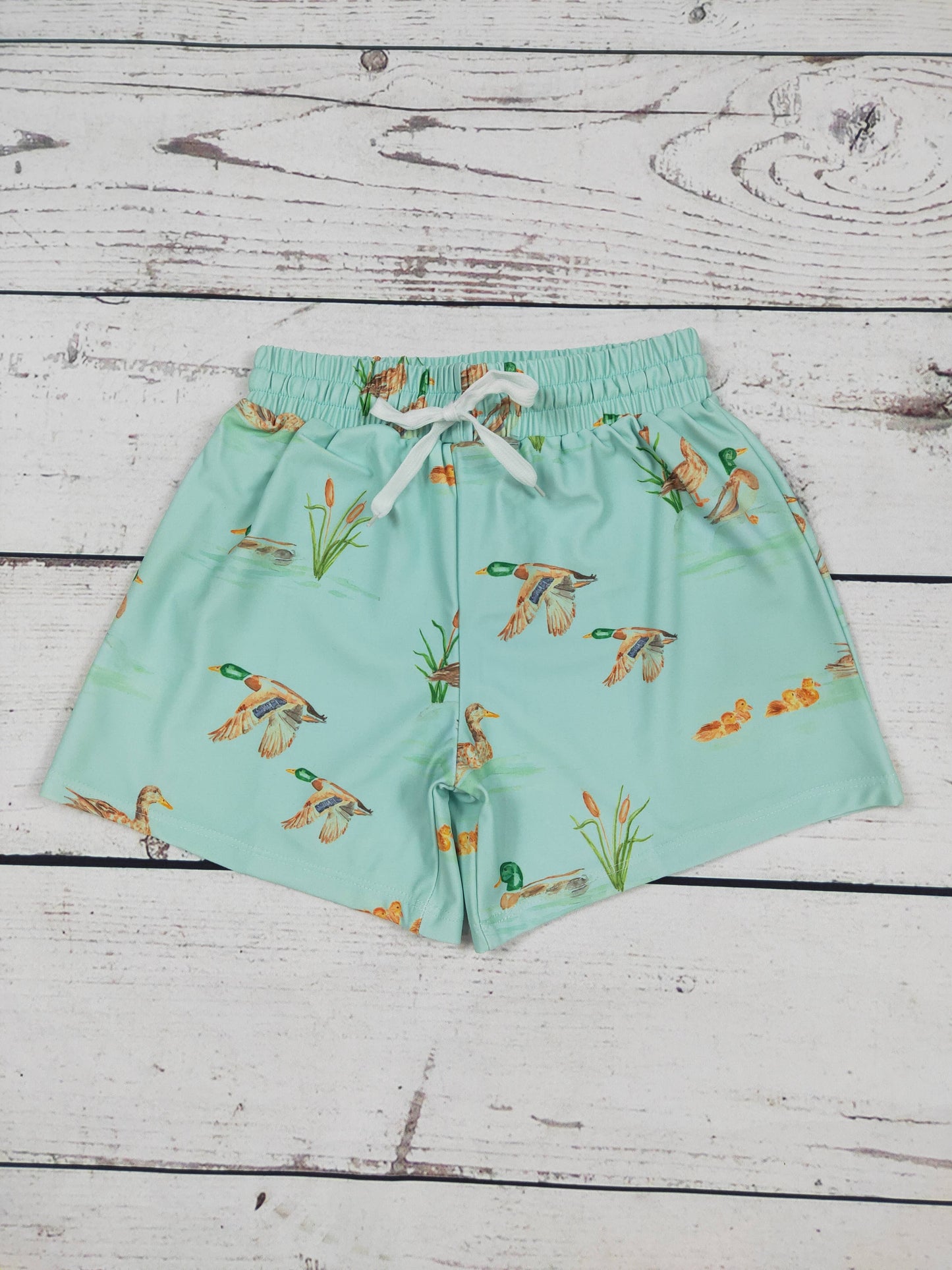 Boys Green Mallard Printed Boardshorts