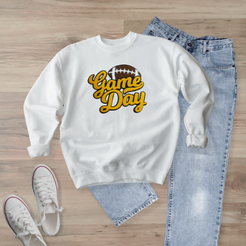 Gameday Football Gold Chenille Patch Unisex Gildan 18000 Sweatshirt