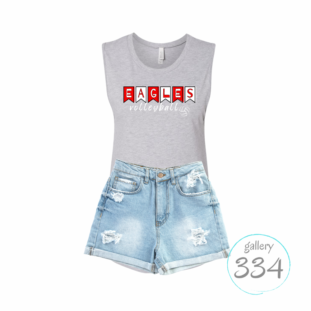 Banner Eagles Volleyball Bella Canvas Muscle Tank