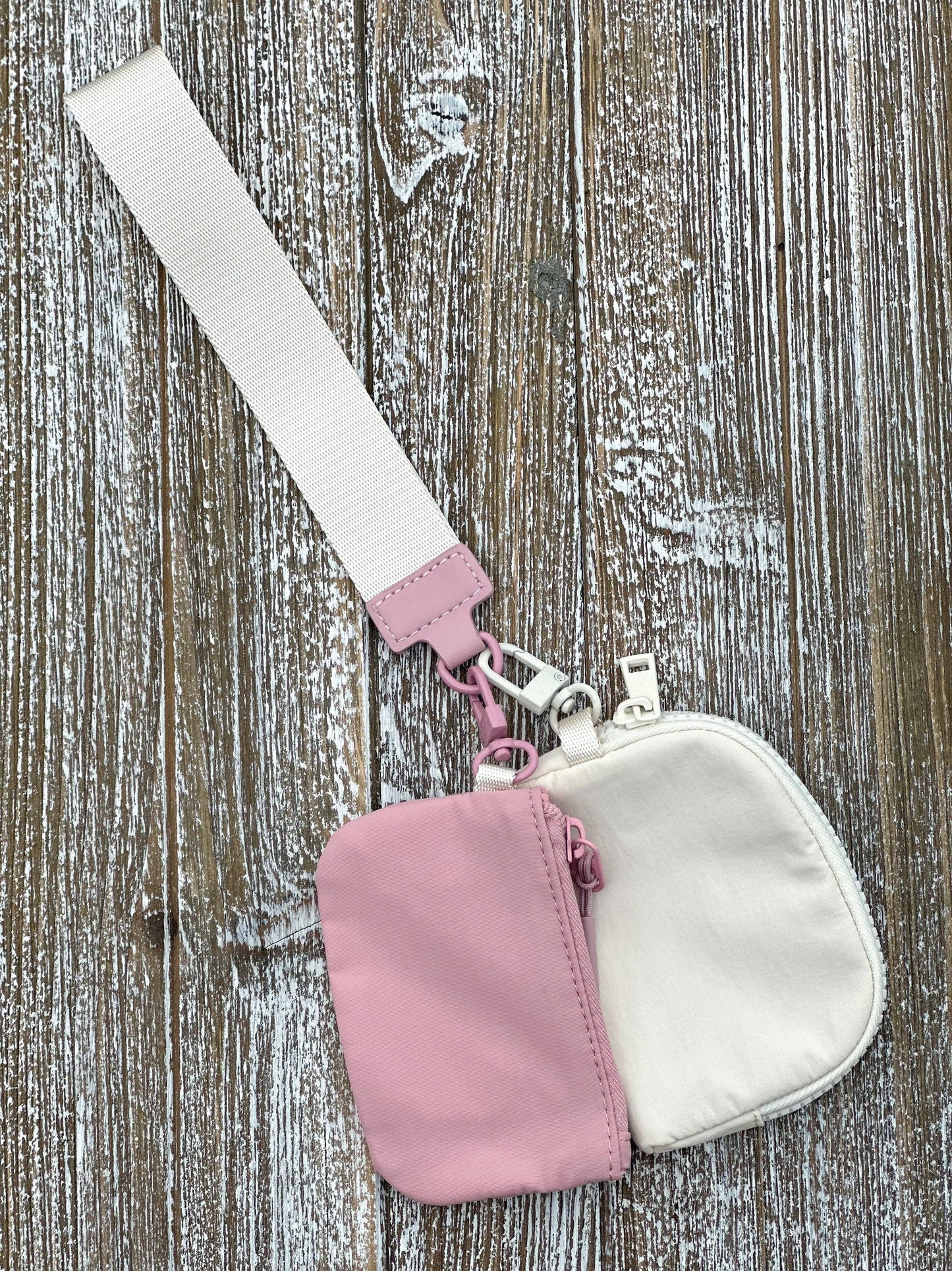 Dana's Dual Pouch Wallet Keychain "Pink-Ivory"