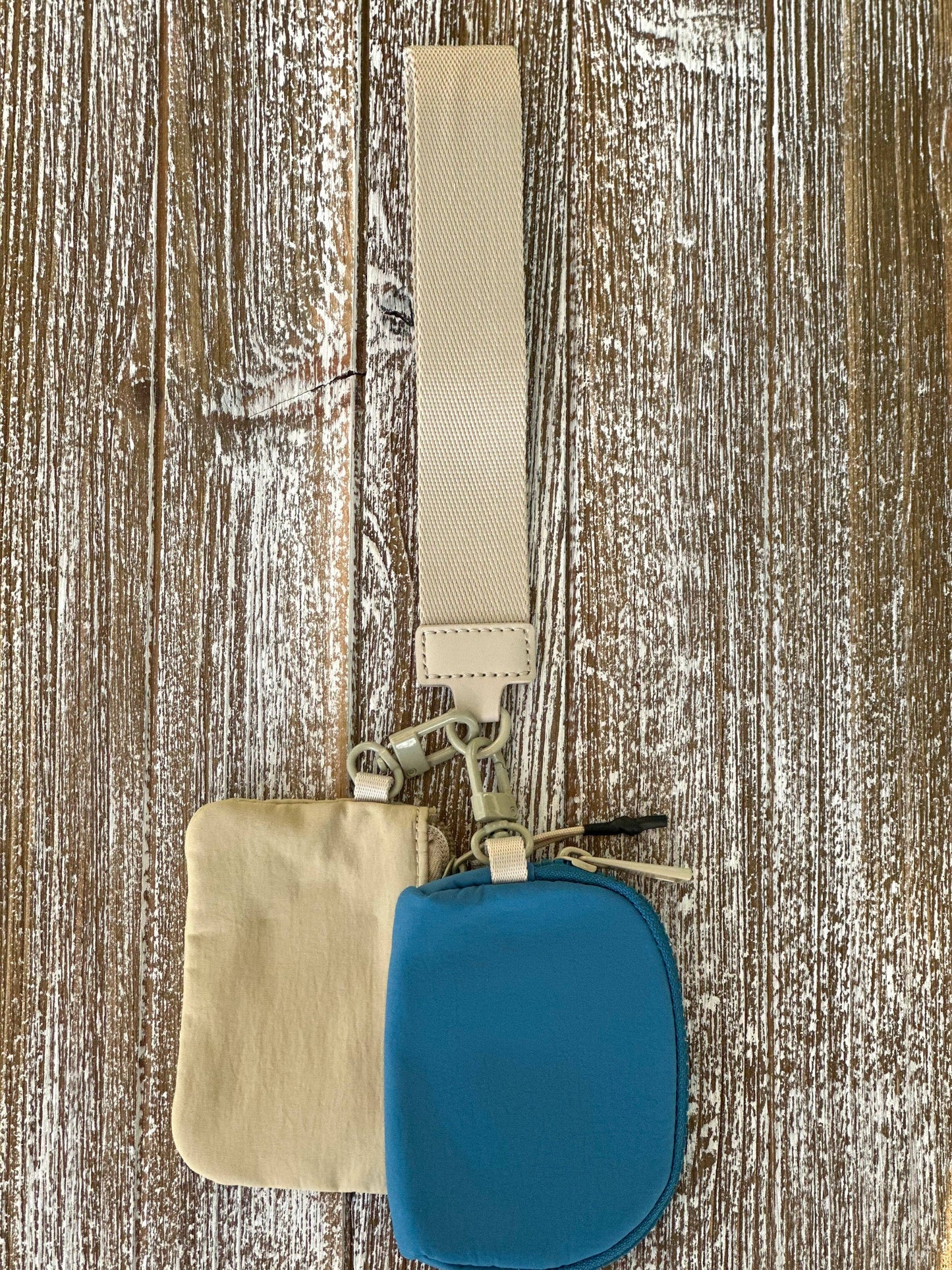 Dana's Dual Pouch Wallet Keychain "Cream-Teal"