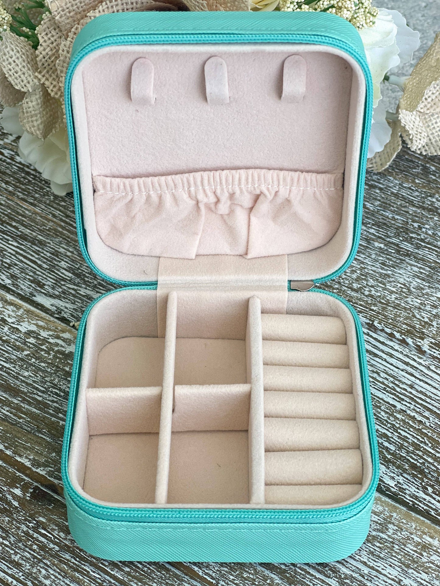 Customizable Travel Jewelry Box- Seafoam