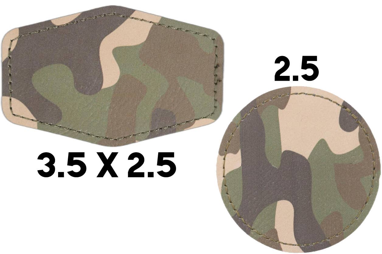 Camo Laserable Leatherette Hat Patches with Adhesive