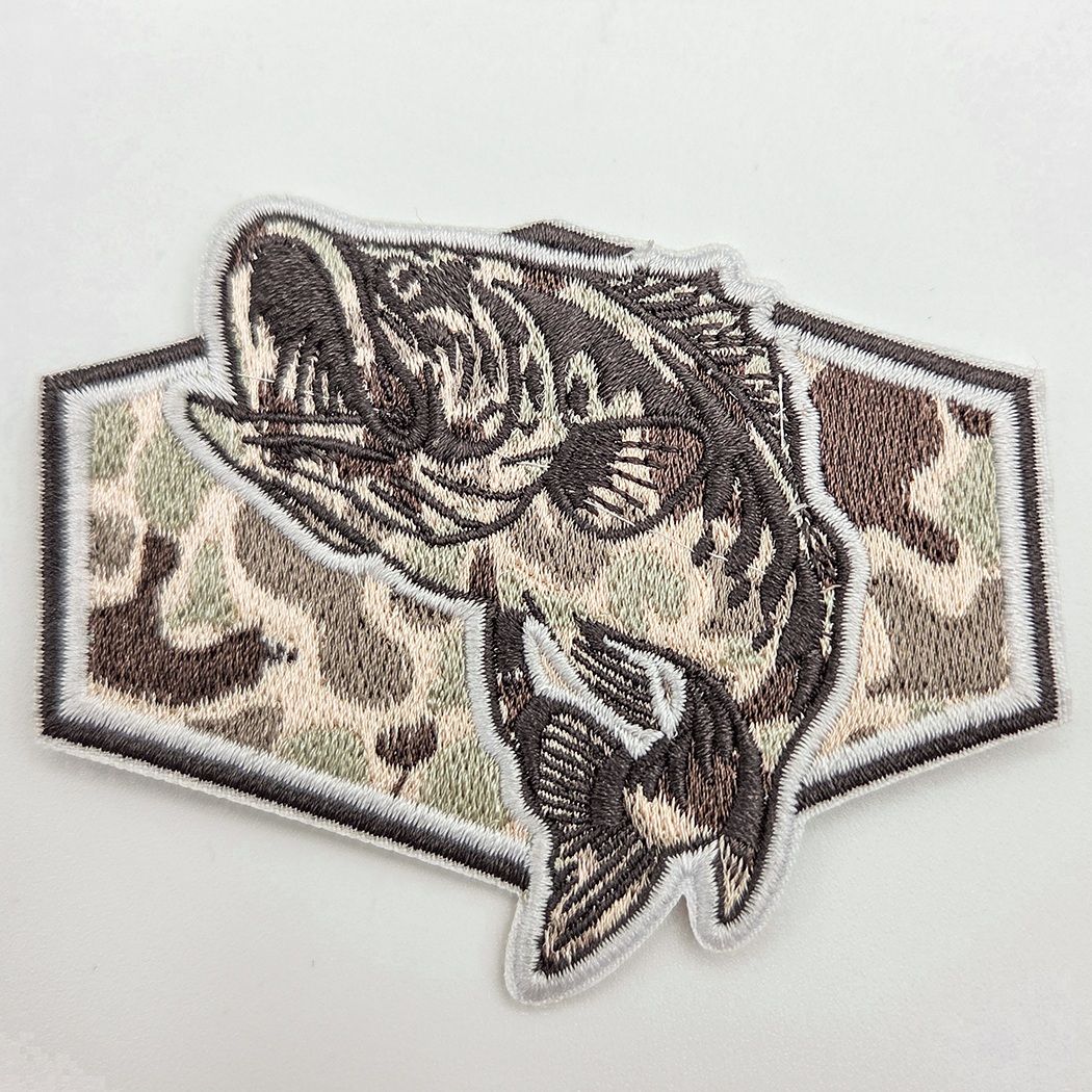 Camo Fishing Embroidered HAT/POCKET Patch