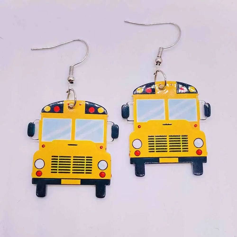 Cute Pair of School Bus Earrings for Women- Back to School