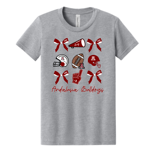 Bella Canvas Andalusia High School Football Bow Collage T-Shirt