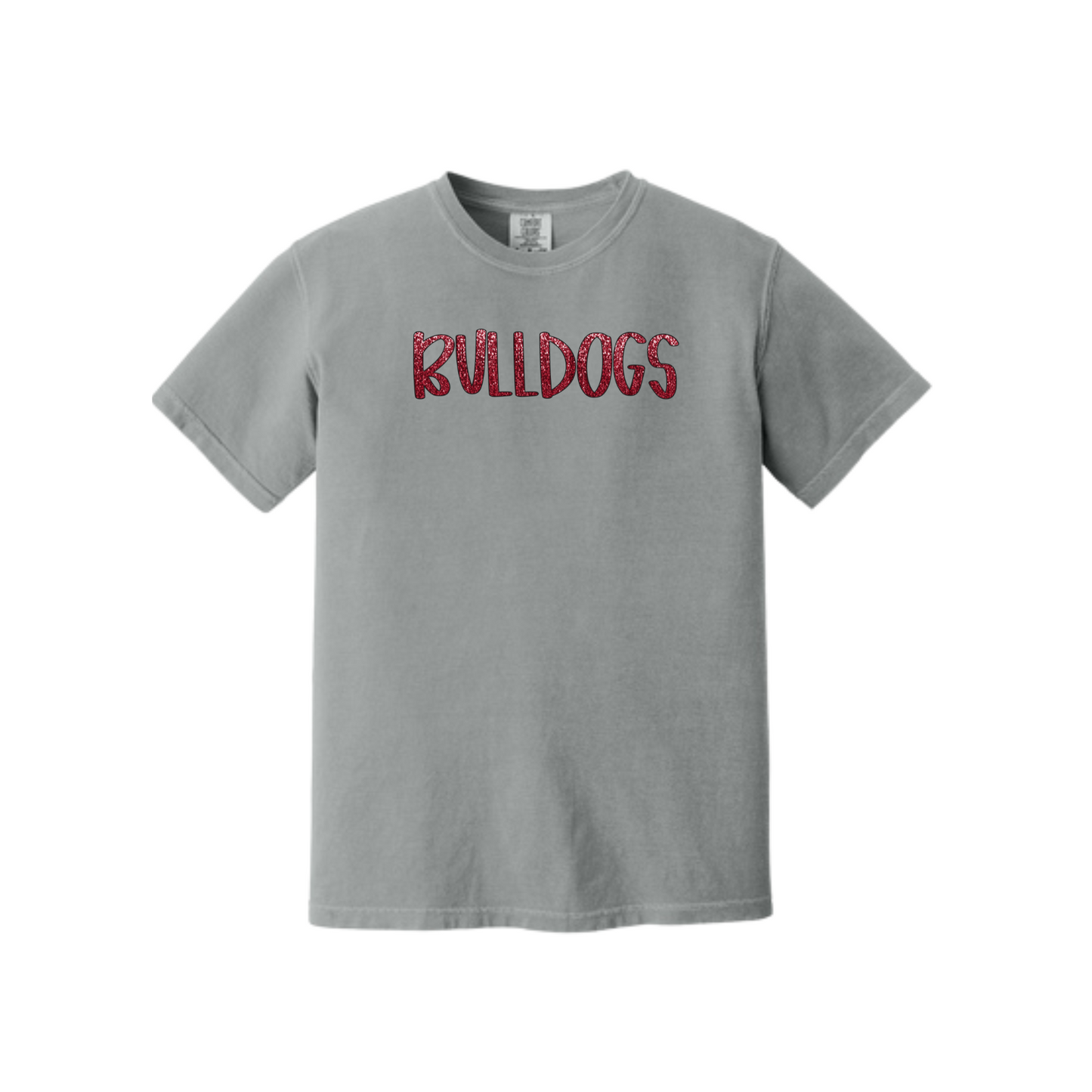 Glitter Handwritten BULLDOGS Comfort Colors Tee (Adult and Youth Size)