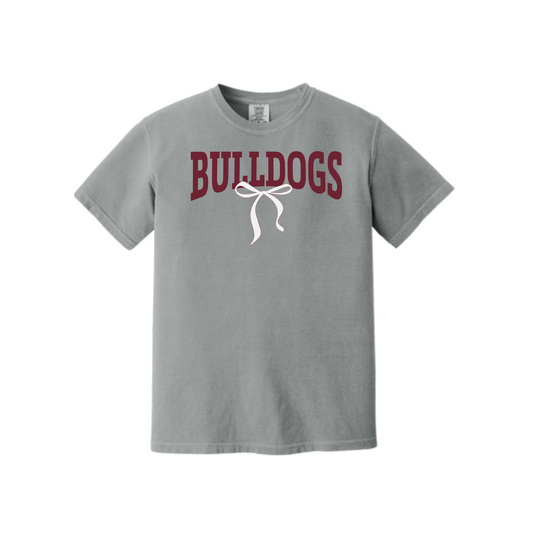 Comfort Colors Bulldogs Bow Tee (Adult and Youth Sizes)