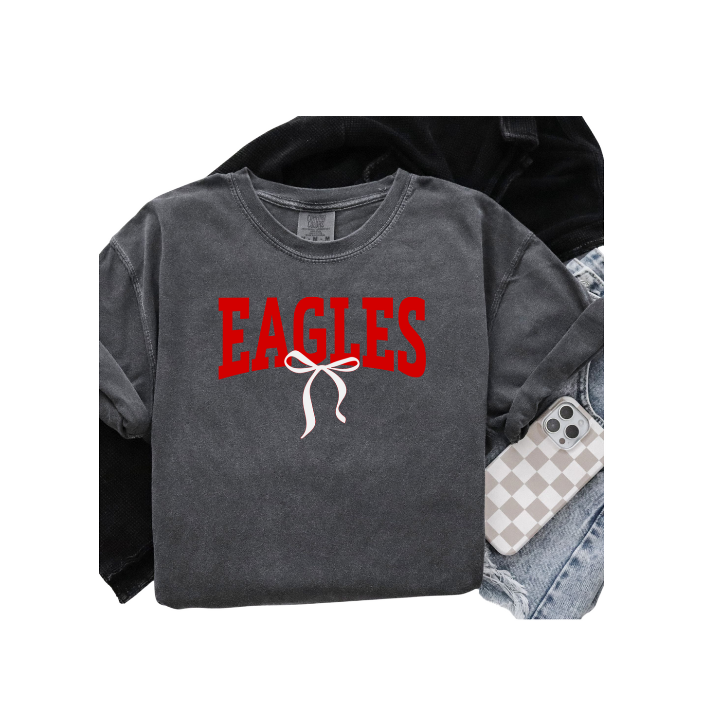 Comfort Colors Eagles Bow Tee (Adult and Youth Sizes)