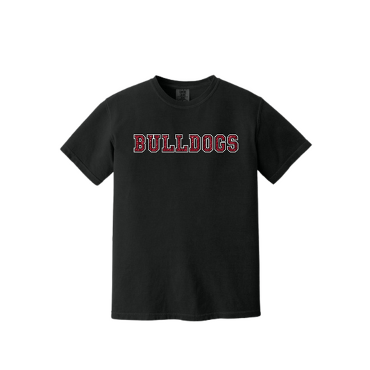 Glitter Varsity BULLDOGS Comfort Colors Tee (Adult and Youth Size)