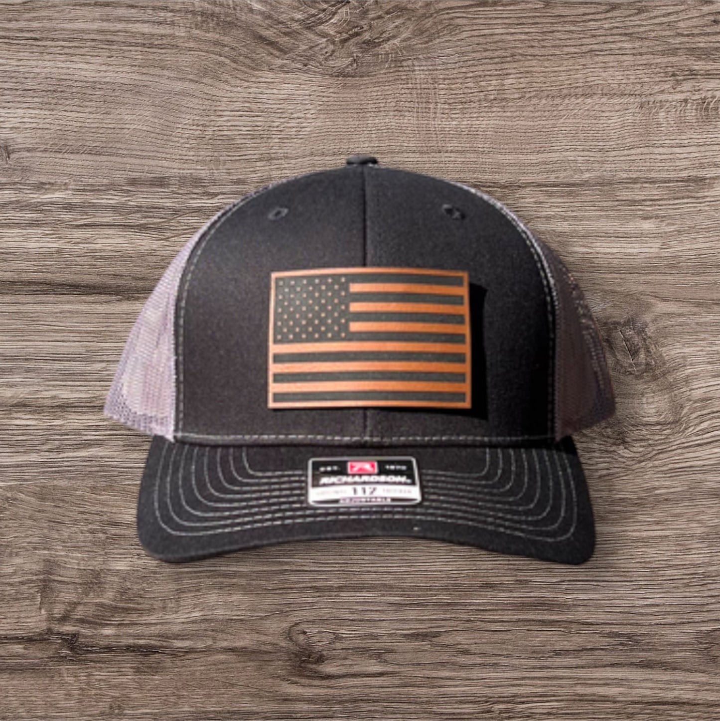 American Flag Rawhide Leatherette Patch Hat Richardson 112