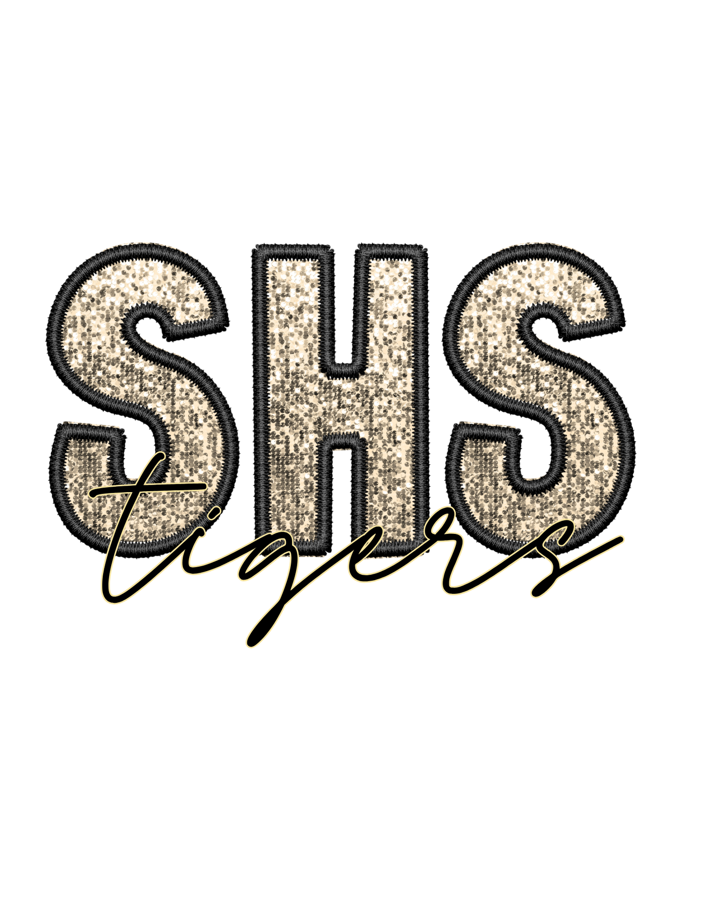 Faux Glitter Embroidery Sweatshirt- Straughn Tigers