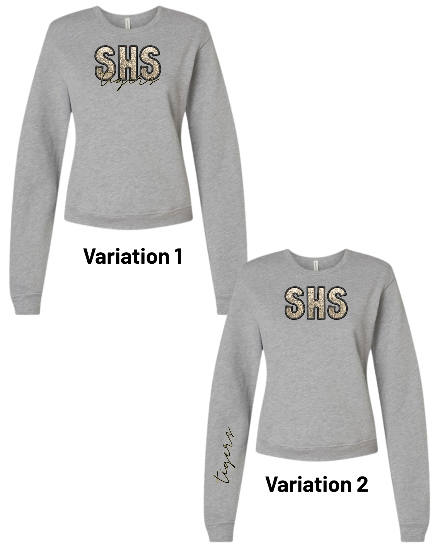 Faux Glitter Embroidery Sweatshirt- Straughn Tigers