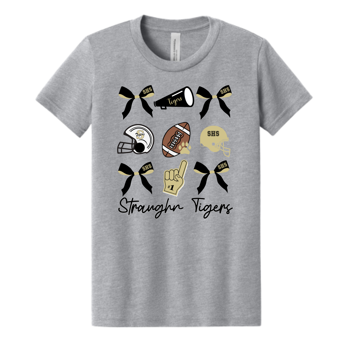 Bella Canvas Straughn School Football Bow Collage T-Shirt