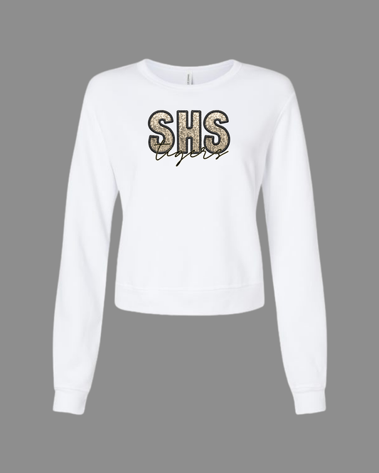 Faux Glitter Embroidery Sweatshirt- Straughn Tigers