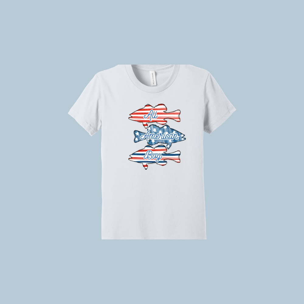 All American Boy Fish T-Shirt-Youth Bella Canvas