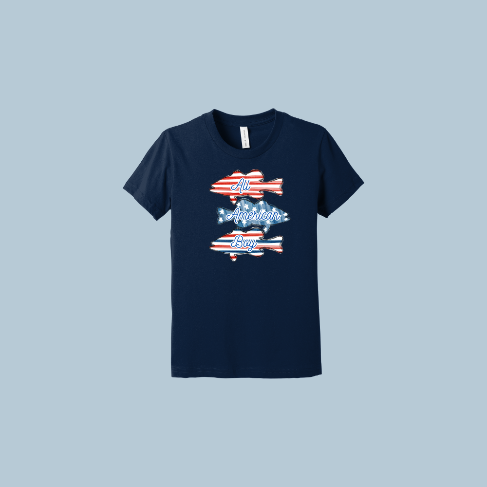 All American Boy Fish T-Shirt-Youth Bella Canvas