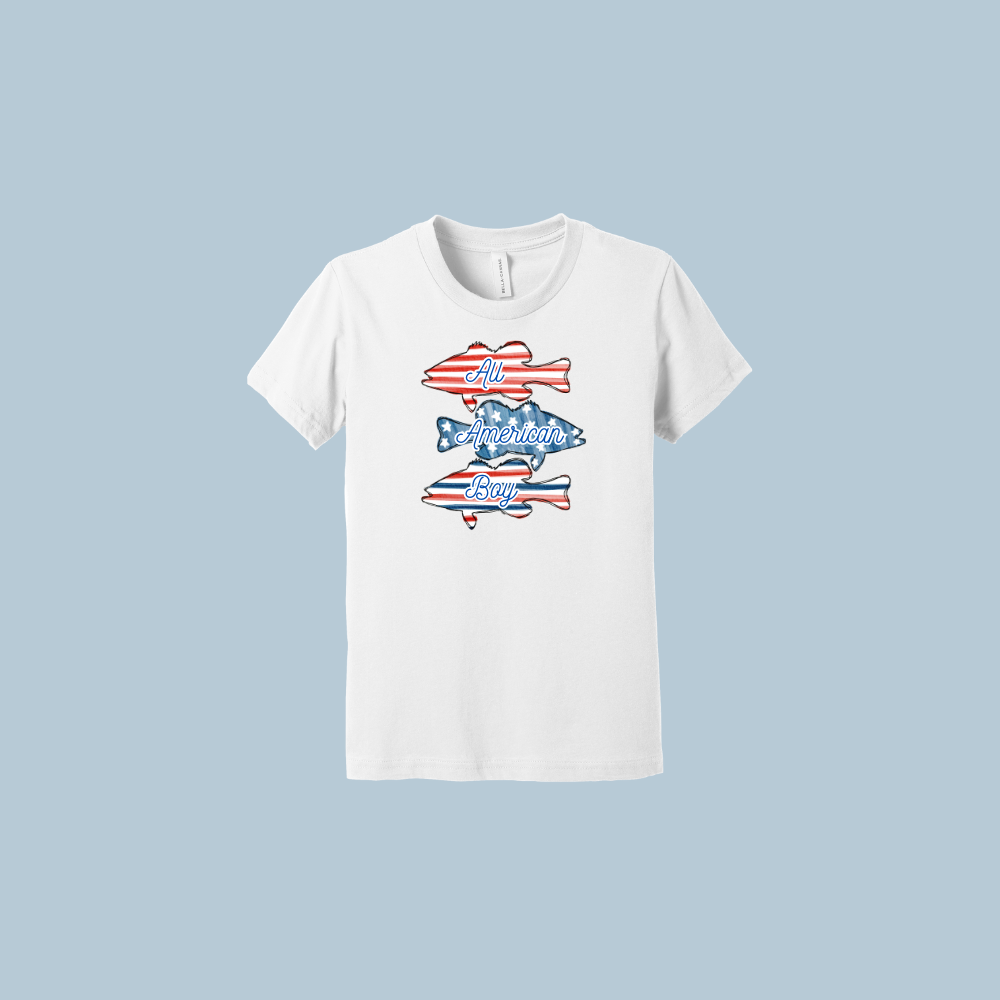 All American Boy Fish T-Shirt-Youth Bella Canvas