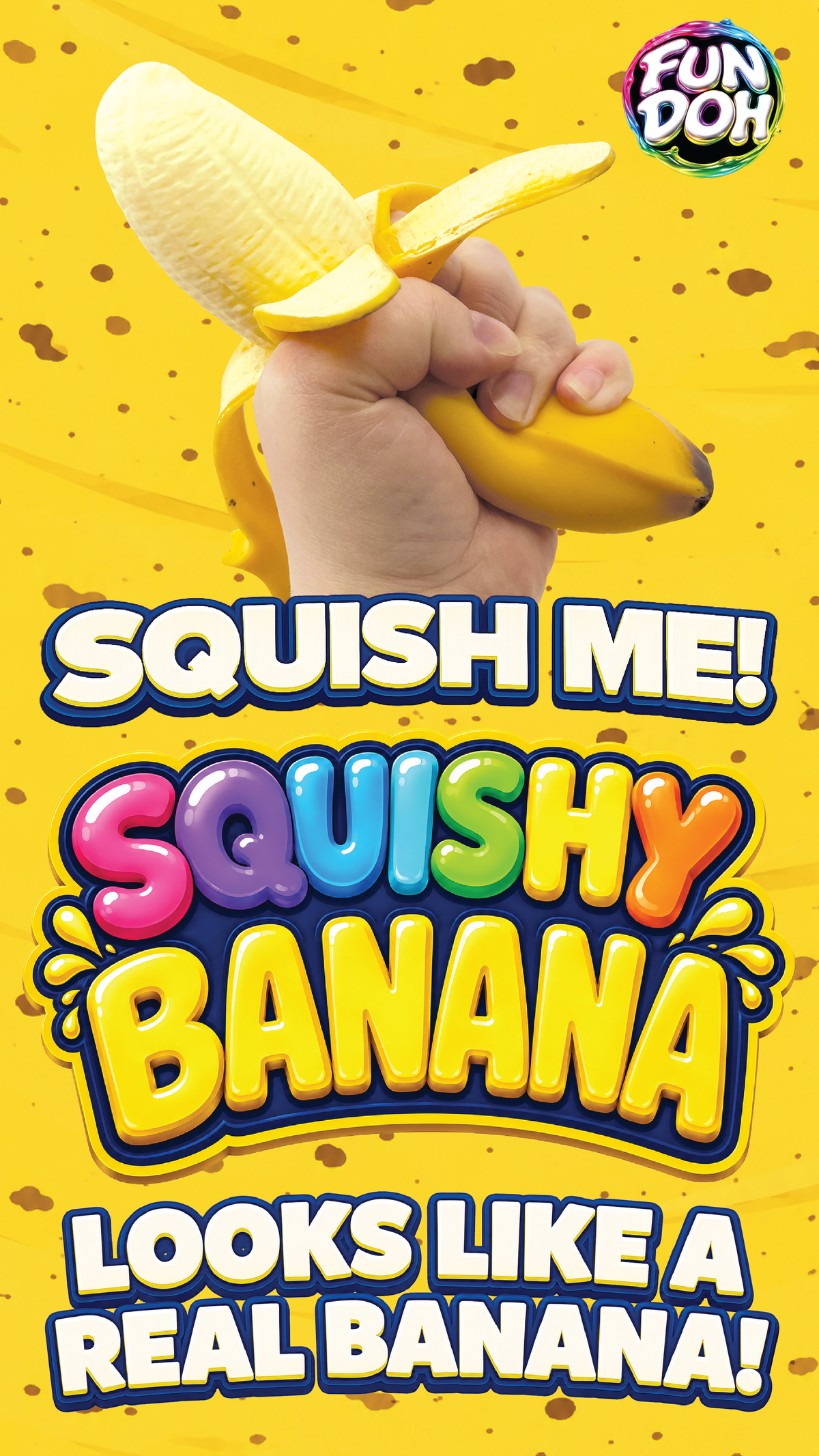 Fun Doh Squishy Banana Stress Relief Toy - 6/Display Novelty Brands