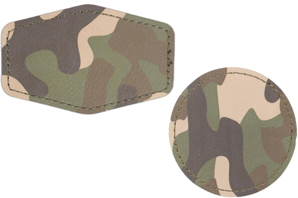 Camo Laserable Leatherette Hat Patches with Adhesive