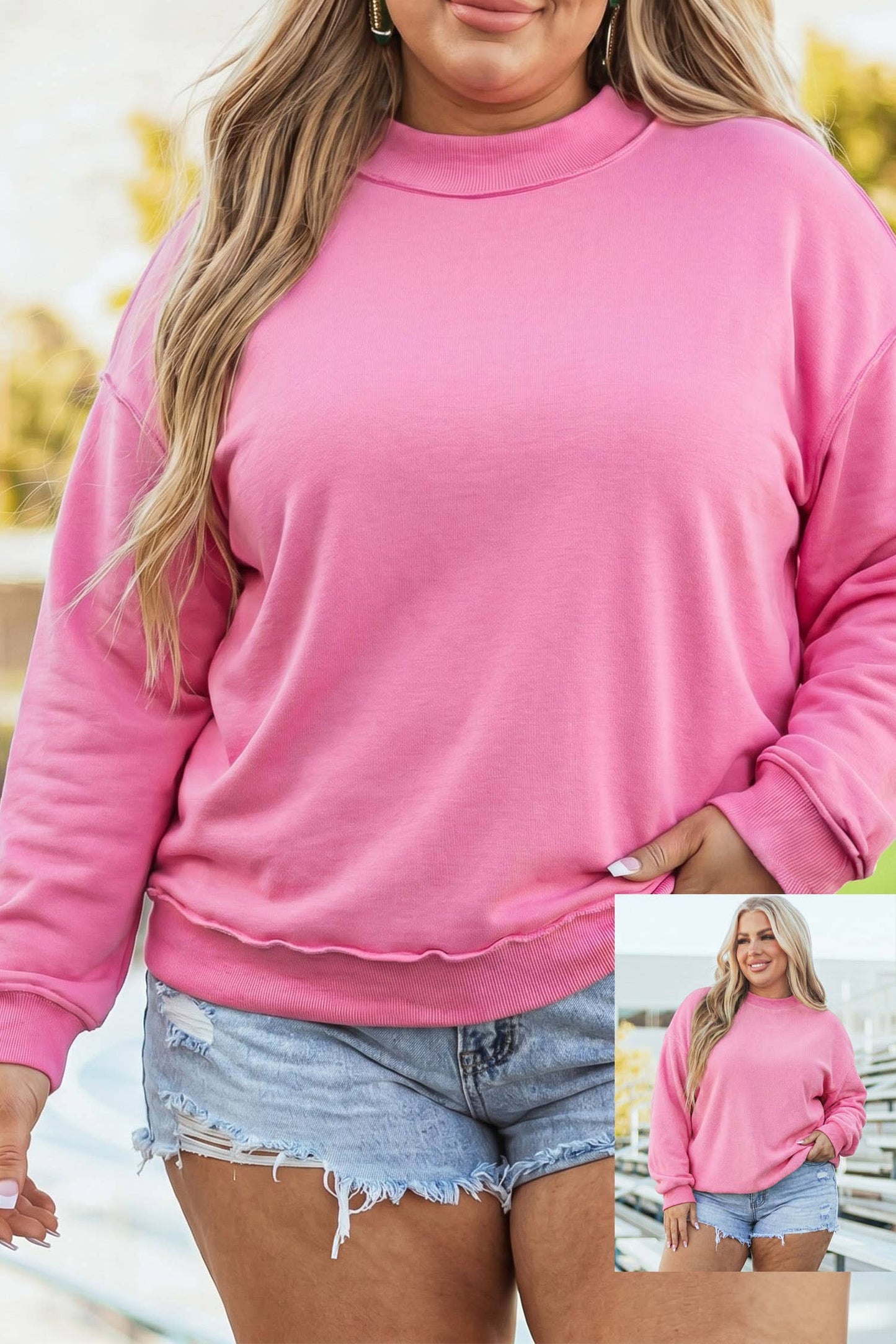 HOT Oversize Reversible Mock Neck Sweatshirt| S-4X Little Daisy Closet