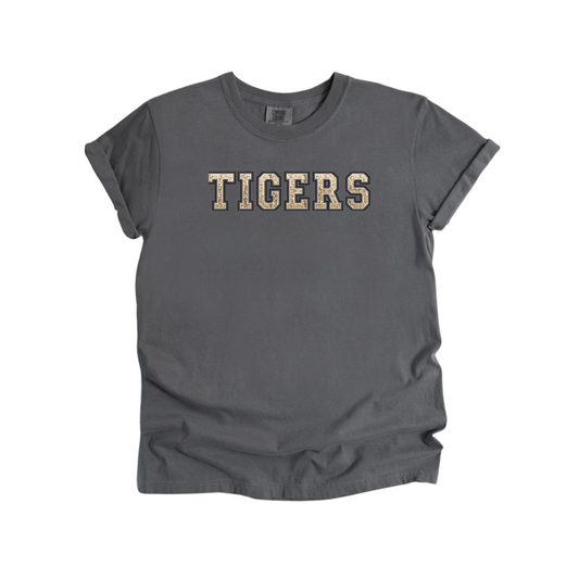 Glitter Varsity Tigers Comfort Colors Tee (Adult and Youth Size)