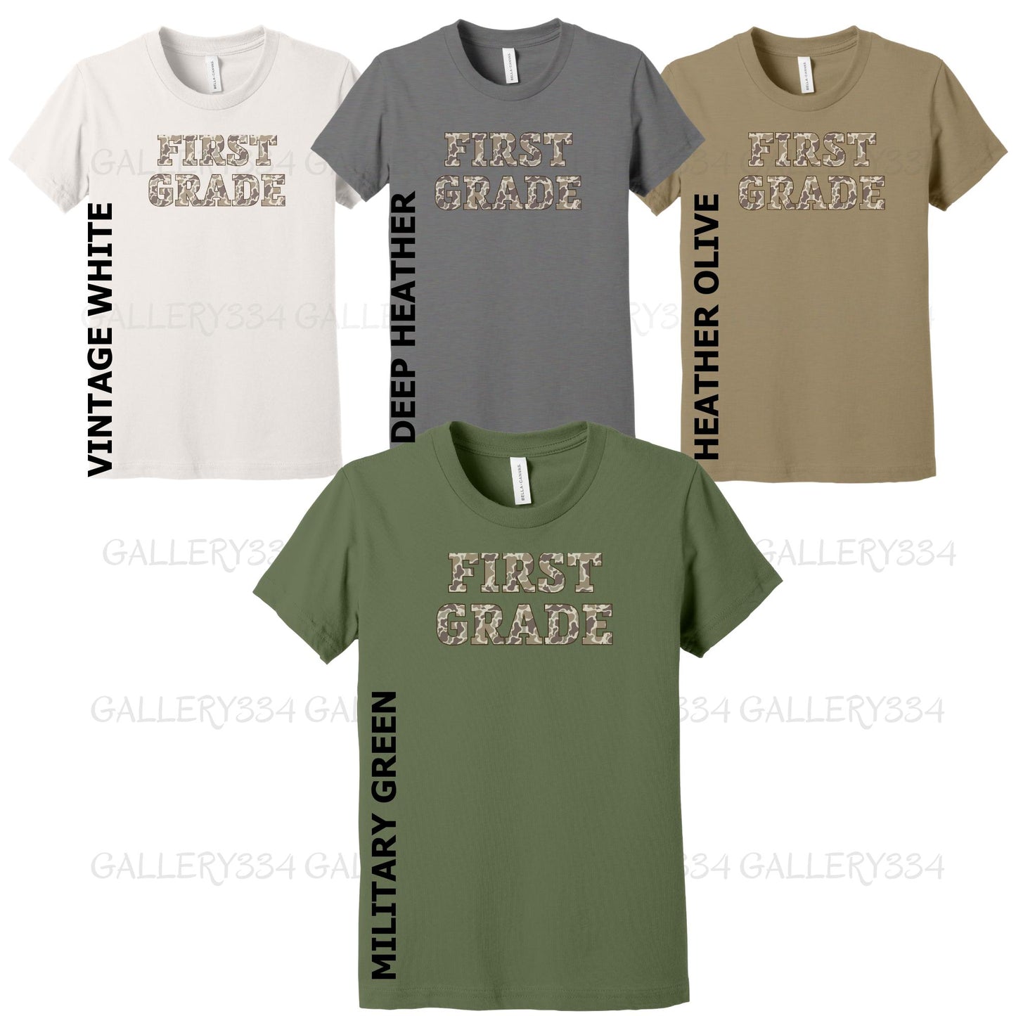 First Grade Old School Camo Youth Shirt Gallery 334