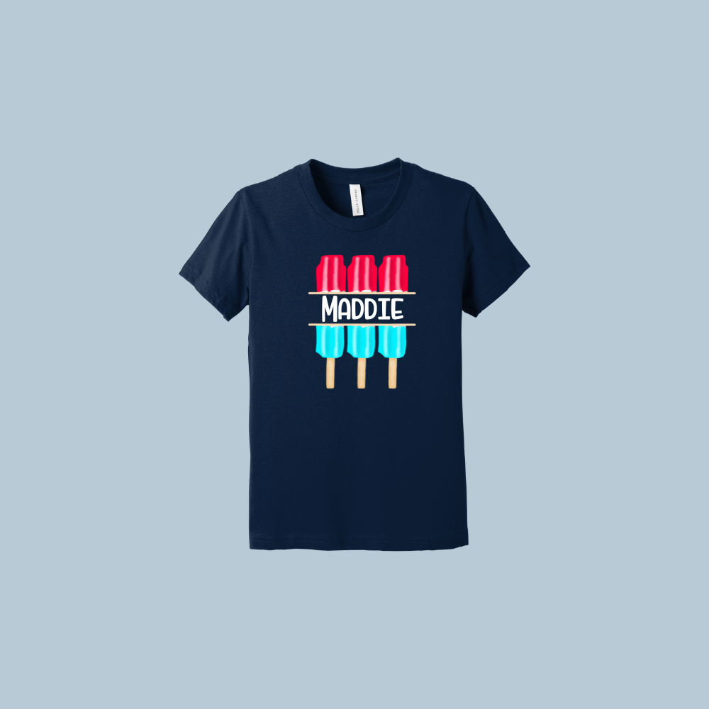 Customized Popscicle Name Shirt Navy