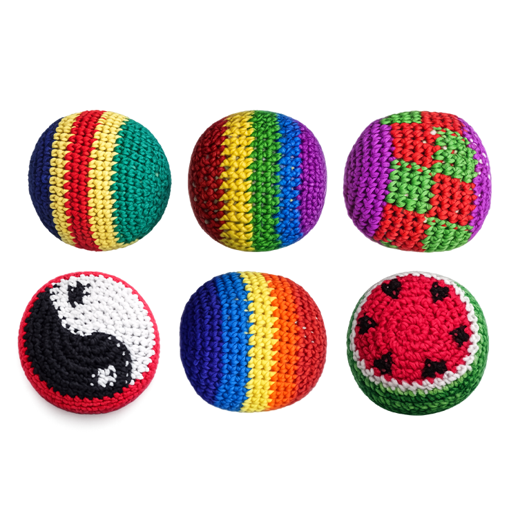 Extreme Retro Hand-Knitted Kick Pouch Footbag - 12/Display Novelty Brands
