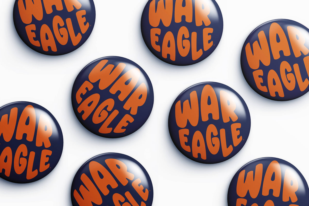 Auburn War Eagle Bubble Letter Button Cute As A Button