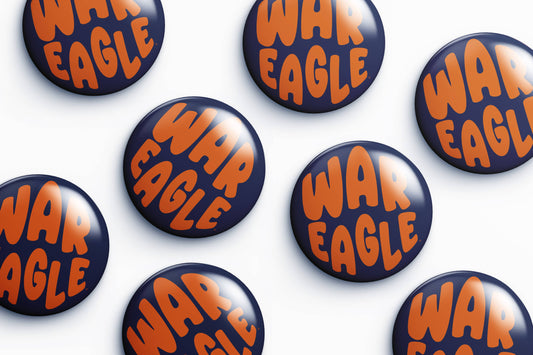 Auburn War Eagle Bubble Letter Button Cute As A Button