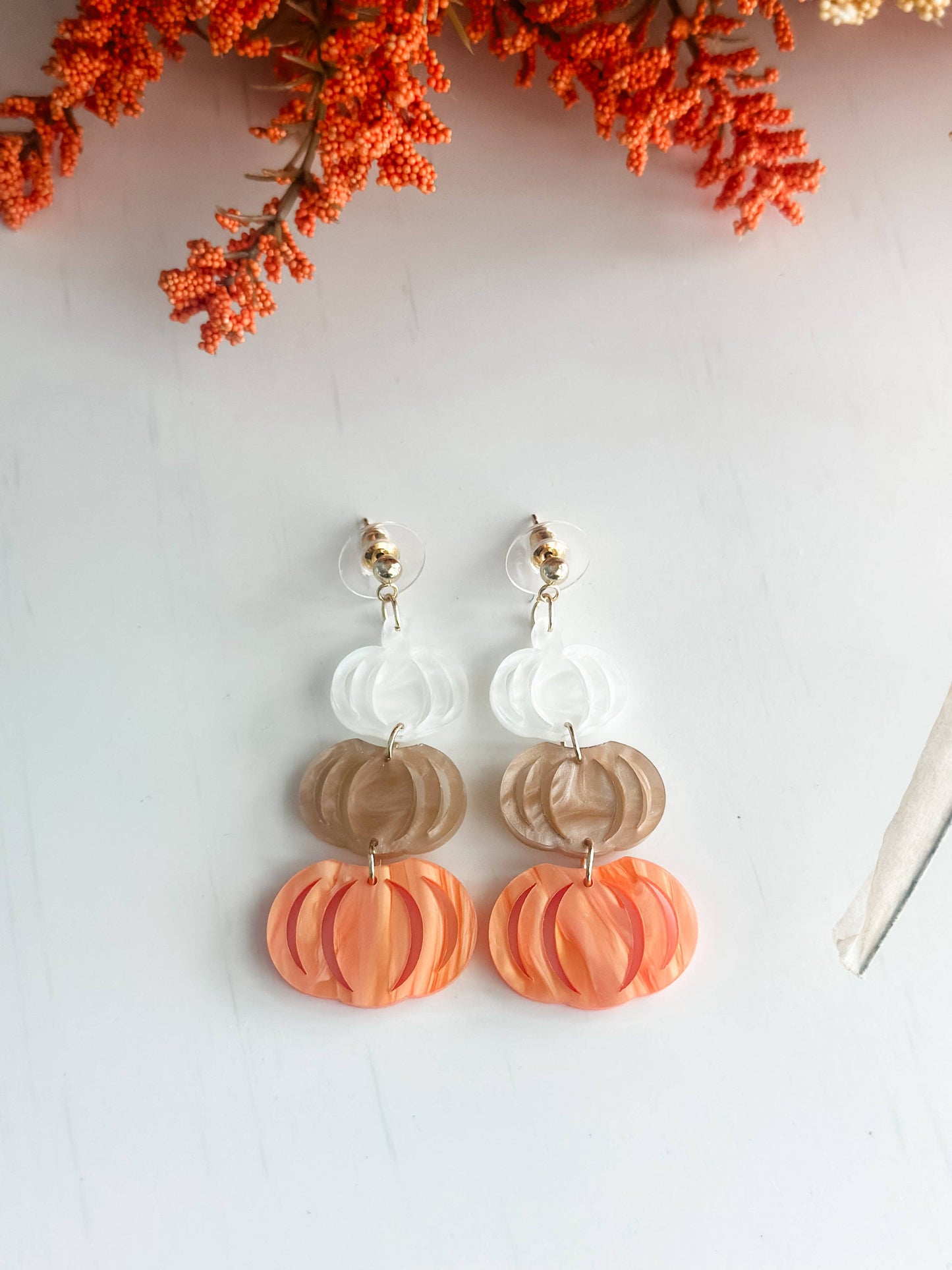 "Pumpkin Layers" Dangle Earrings