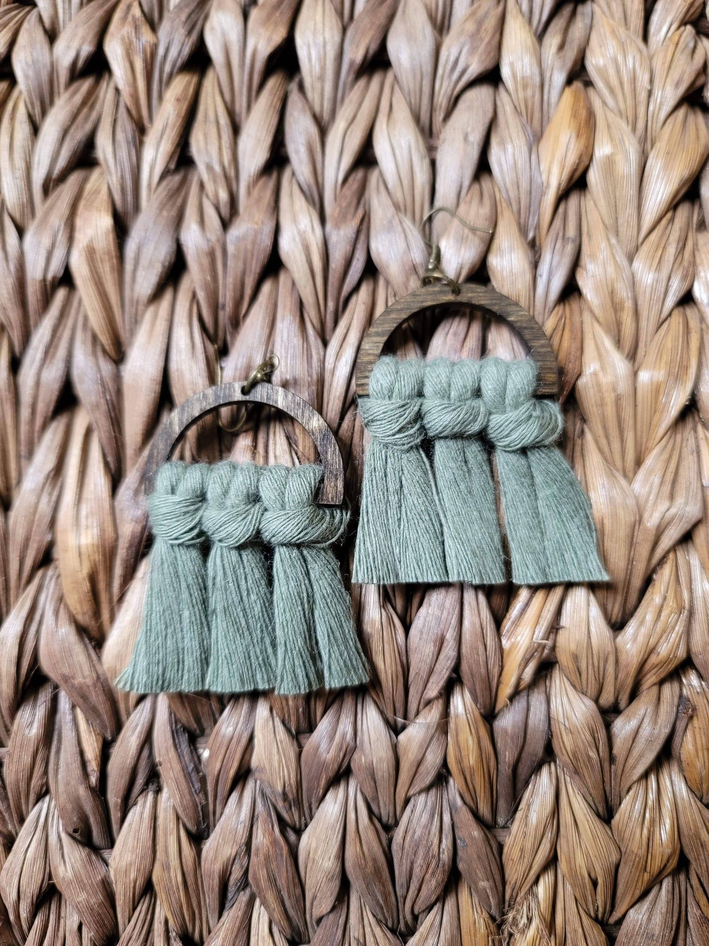 Eucalyptus Wood Macrame Earrings