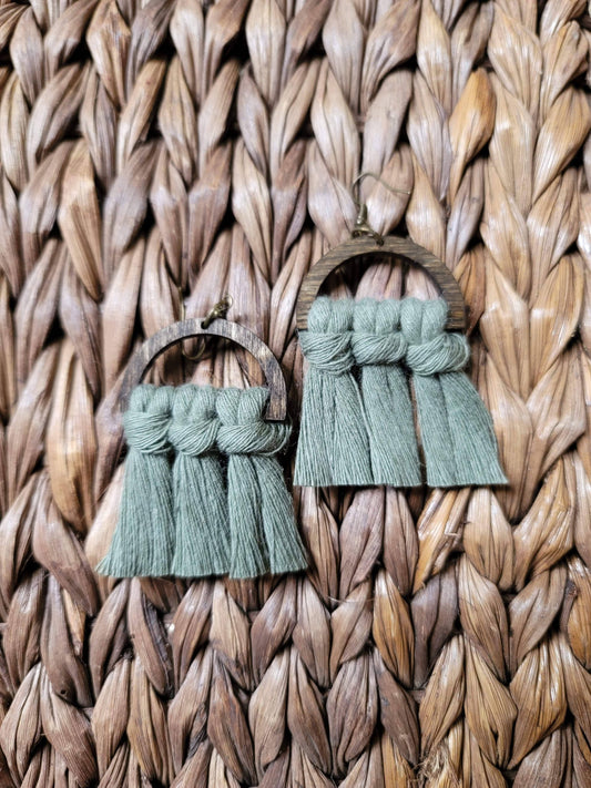 Eucalyptus Wood Macrame Earrings