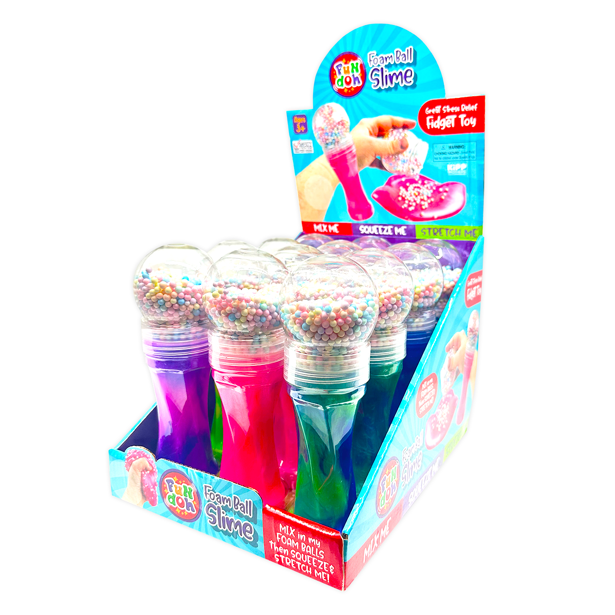 Fun Doh Fidget Foam Ball Slime Toy - 12/Display