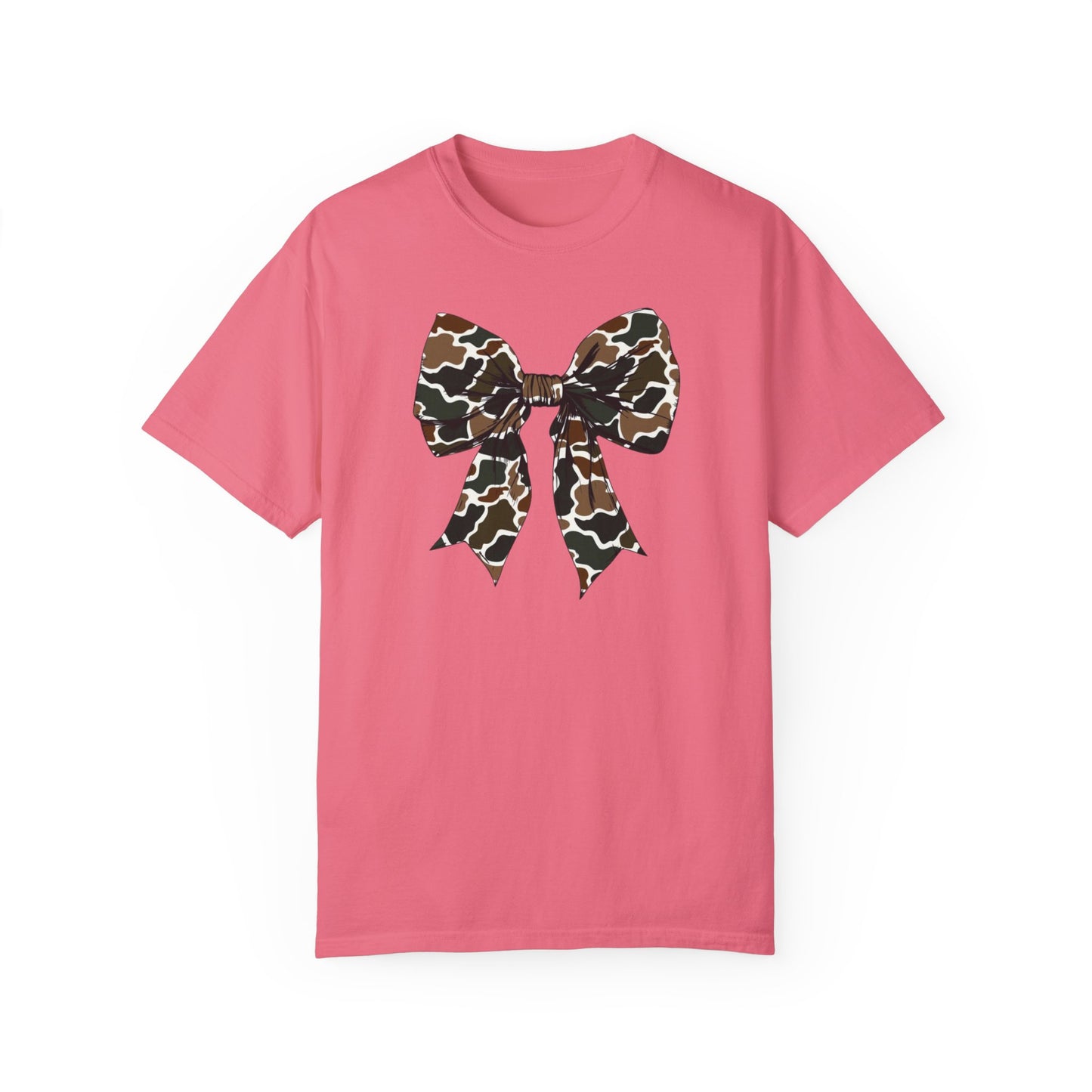 Camo Bow Unisex T-Shirt - Trendy Garment-Dyed Tee