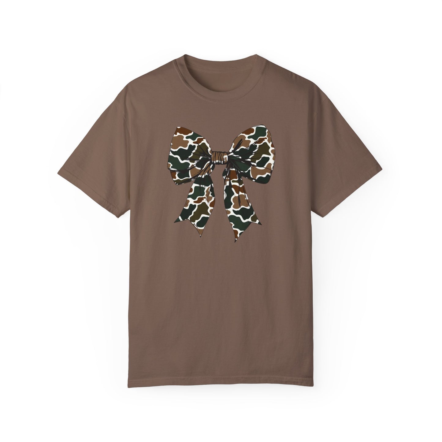 Camo Bow Unisex T-Shirt - Trendy Garment-Dyed Tee