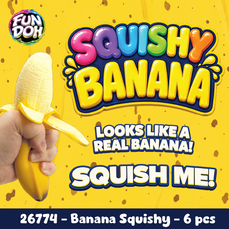 Fun Doh Squishy Banana Stress Relief Toy - 6/Display Novelty Brands