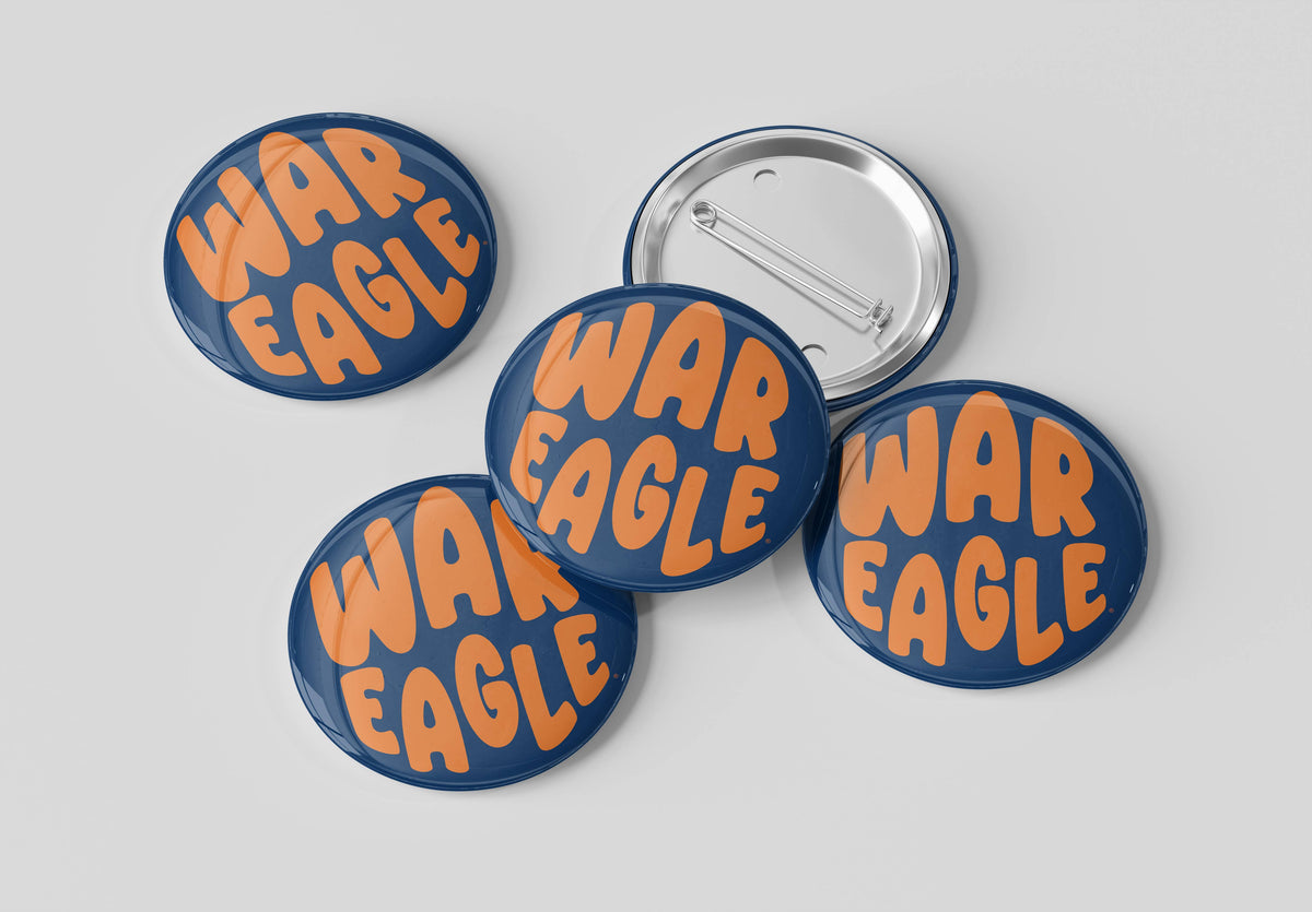 Auburn War Eagle Bubble Letter Button Cute As A Button