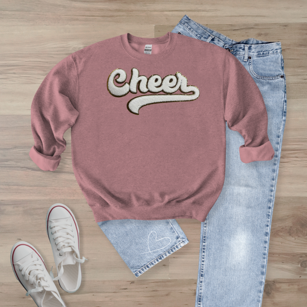 Cheer Gold Trim Chenille Patch  Unisex Gildan 18000 Sweatshirt