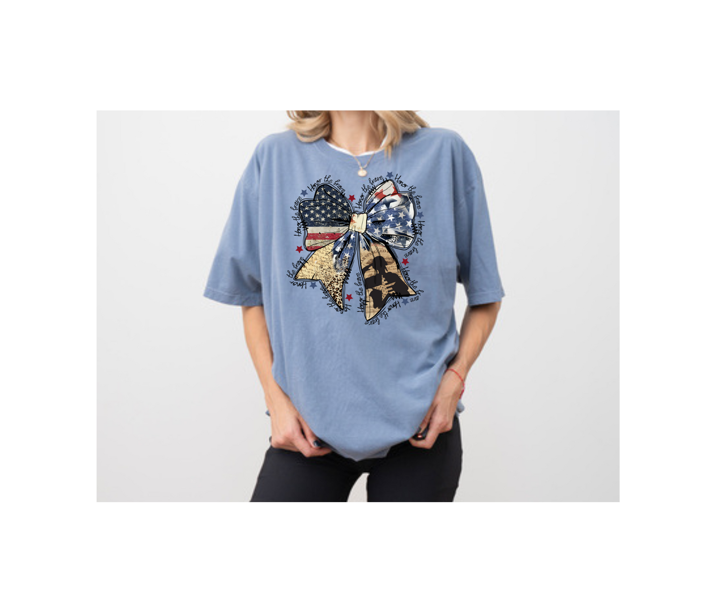 Women's Patriotic Bow Comfort Colors T-Shirt