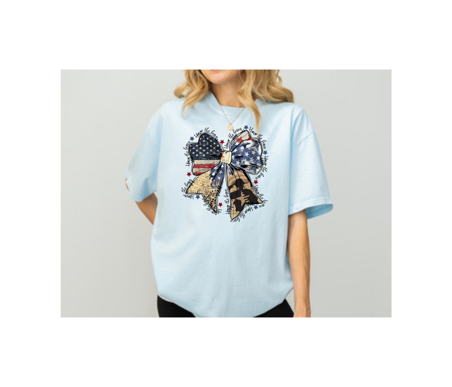 Women's Patriotic Bow Comfort Colors T-Shirt