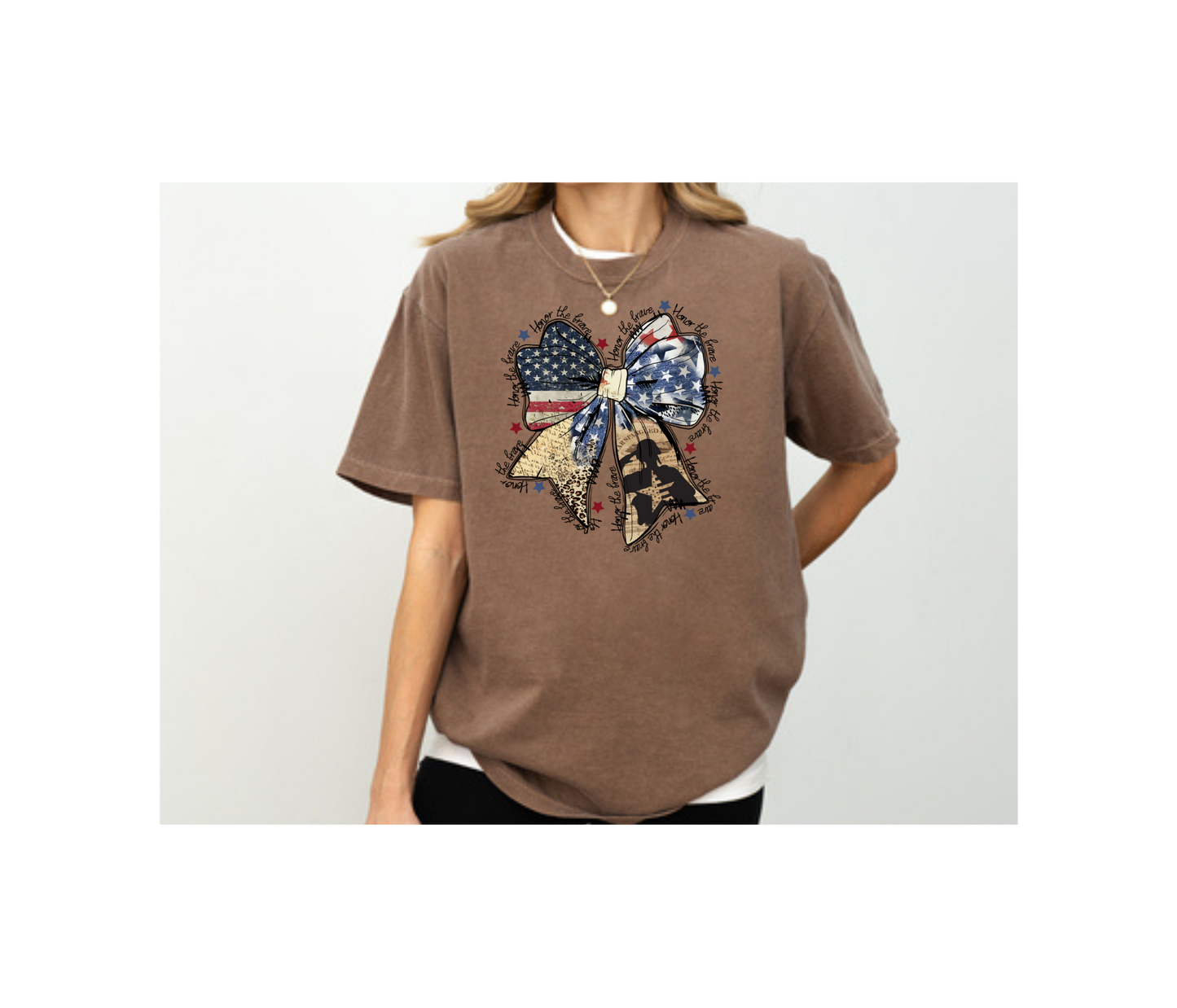 Women's Patriotic Bow Comfort Colors T-Shirt