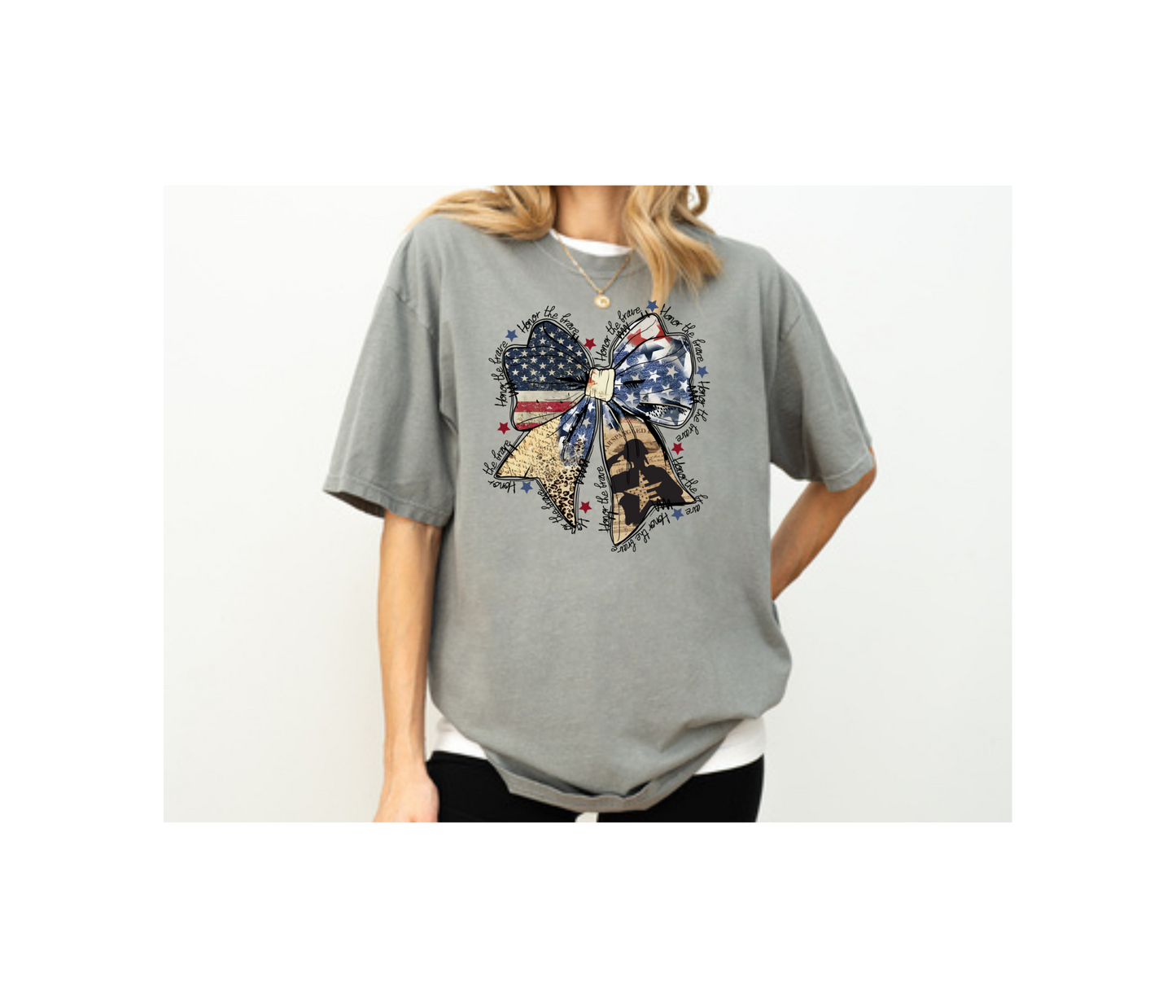 Women's Patriotic Bow Comfort Colors T-Shirt